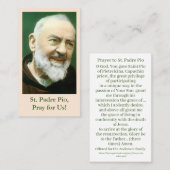Carte de prière St Padre Pio (Devant / Derrière)