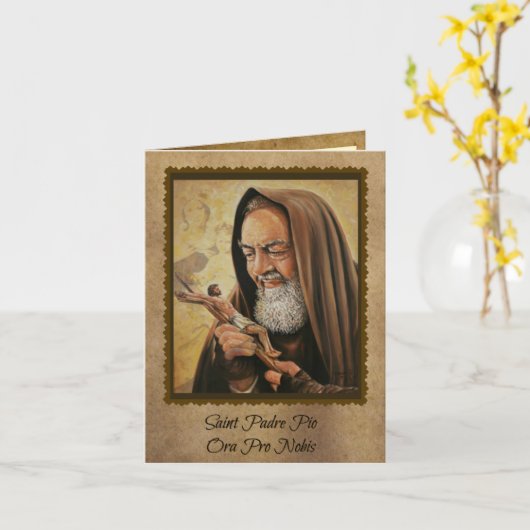 Carte de prière St Padre Pio avec devis (Fleur jaune)