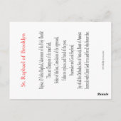 Carte de prière St Raphael de Brooklyn (Dos)