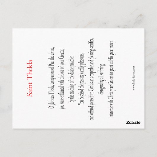 Carte de prière St. Thekla (Dos)