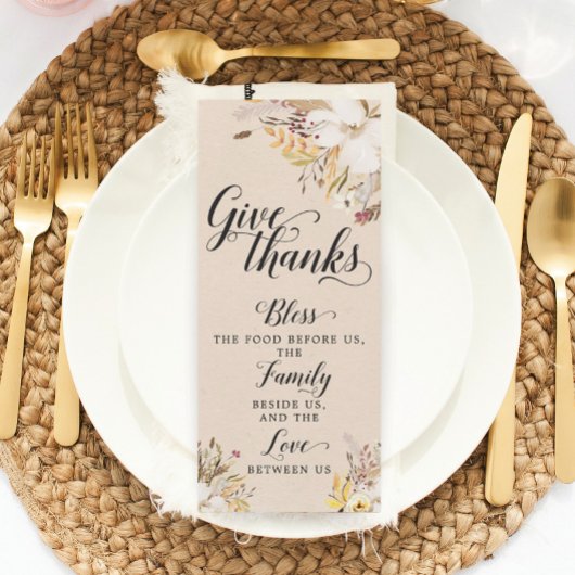 Carte de prière Thanksgiving rustique Décor de tab