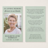 Carte de prière verte de l'emplacement de la photo (Devant & derrière)