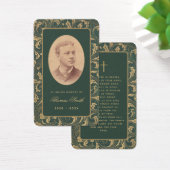 Carte de prière verte de mémorial funéraire élégan (Bureau)