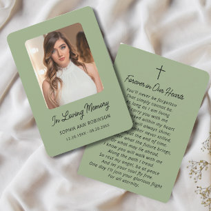 Carte de prière verte Sage Mémorial Simple