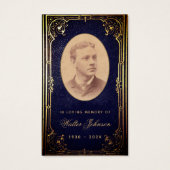 Carte de prière Vintage Blue Gold Memorial (Devant)