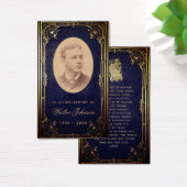 Carte de prière Vintage Blue Gold Memorial (Bureau)
