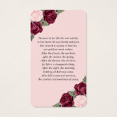 Carte de prière vintage rose rouge florale (Dos)