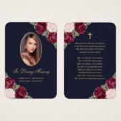 Carte de prières funéraires Blue Red Pink Gold (Devant & derrière)