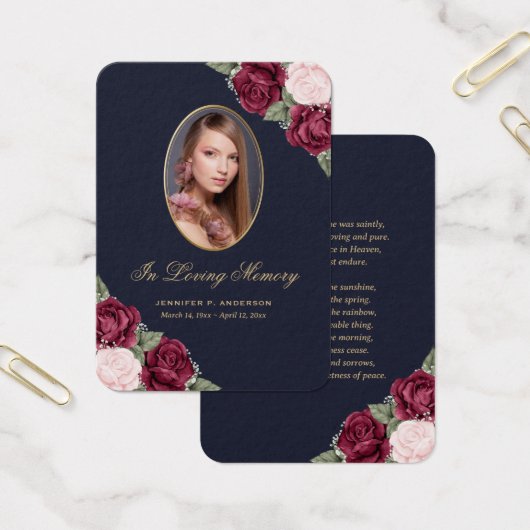 Carte de prières funéraires Blue Red Pink Gold (Bureau)