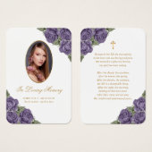 Carte de prières funéraires commémoratives pourpre (Devant & derrière)