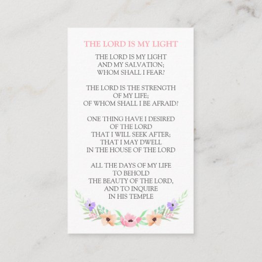 Carte de prières funéraires couleur rose (Dos)