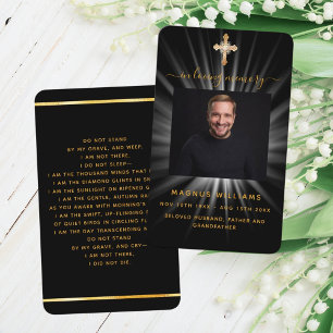 Carte de prières funéraires croisées en or noir