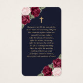 Carte de prières funéraires Croix d'or bleu rouge (Dos)