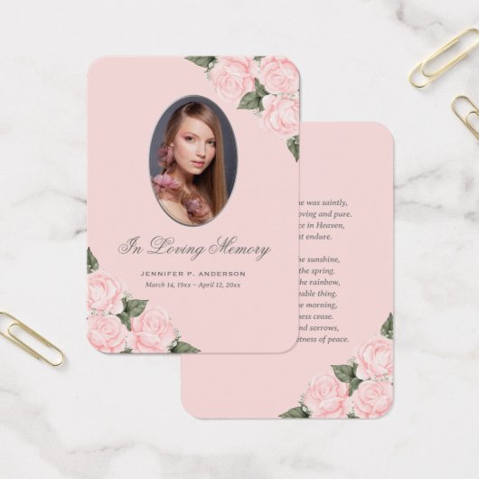 Carte de prières funéraires du mémorial rose pâle  (Bureau)