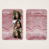 Carte de prières funéraires en marbre rose Memoria (Devant & derrière)