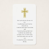 Carte de prières funéraires en or blanc (Dos)