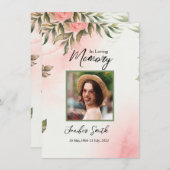 Carte de prières funéraires florales (Devant / Derrière)