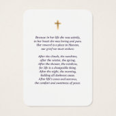 Carte de prières funéraires florales d'or violet (Dos)