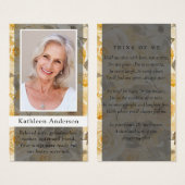 Carte de prières funéraires florales gris jaune (Devant & derrière)