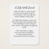 Carte de prières funéraires Modern Memorial 3 (Dos)