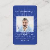 Carte de prières funéraires photo bleu marine (Devant)