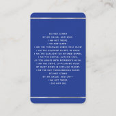 Carte de prières funéraires photo bleu marine (Dos)