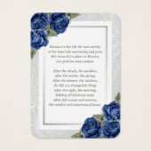 Carte de prières funéraires Photo Florale Bleue (Dos)