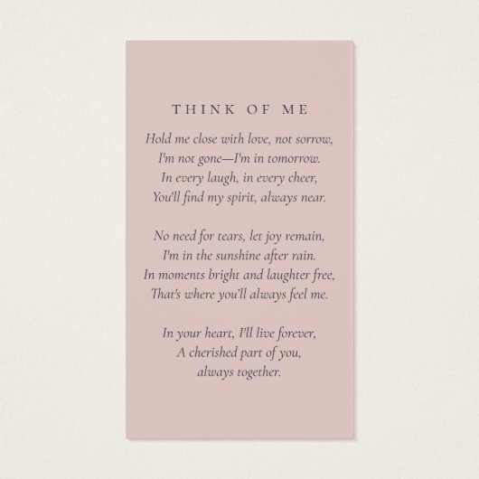 Carte de prières funéraires photo moderne simple (Dos)