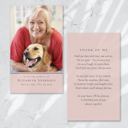 Carte de prières funéraires photo moderne simple