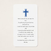 Carte de prières funéraires simple photo bleue (Dos)