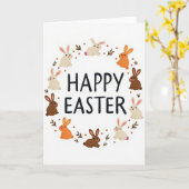 Carte de printemps à couronne de lapin (Fleur jaune)