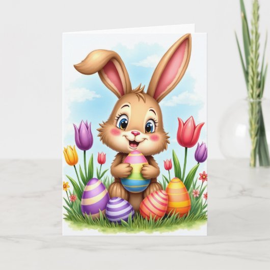 Carte de printemps à ornement rayé (Devant)