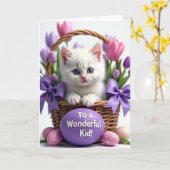 Carte de printemps adorable chaton (Fleur jaune)