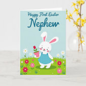 Carte de printemps au tablier à pois (Fleur jaune)
