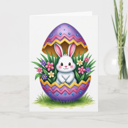 Carte de printemps aux zigzags de lapin (Devant)