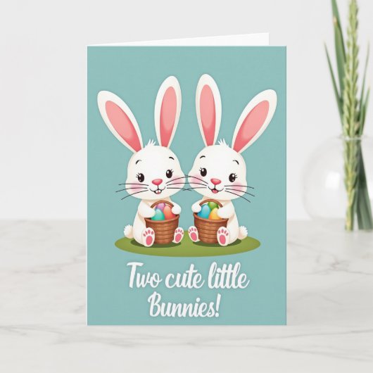 Carte de printemps avec de mignons lapins (Devant)