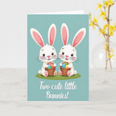 Carte de printemps avec de mignons lapins (Fleur jaune)