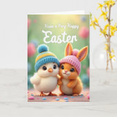 Carte de printemps avec des amis mignons (Fleur jaune)