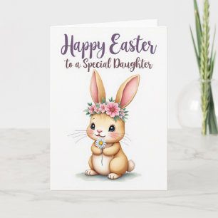 Carte de printemps avec lapin et marguerite