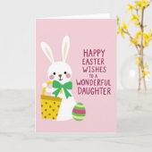 Carte de printemps avec un adorable lapin (Fleur jaune)