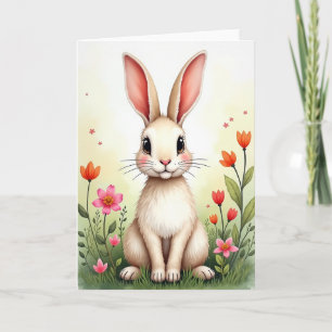 Carte de printemps avec un adorable lapin