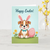 Carte de printemps avec un chiot mignon (Fleur jaune)