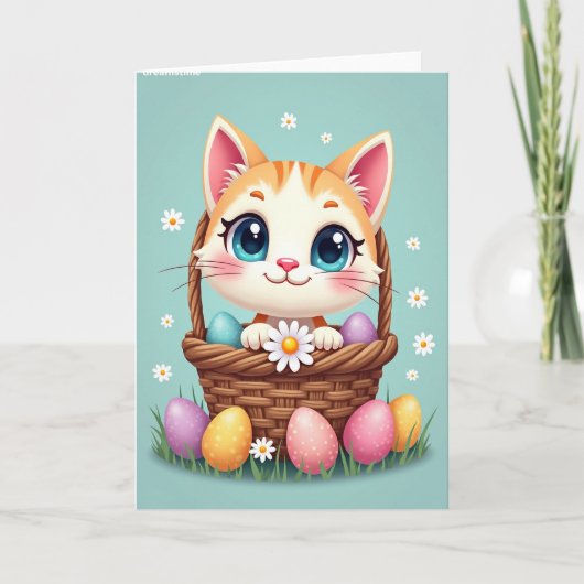 Carte de printemps avec un petit chat mignon (Devant)