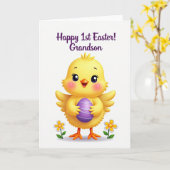 Carte de printemps Bébé Oiseau Mignon (Fleur jaune)