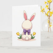 Carte de printemps Bunny Bow (Fleur jaune)