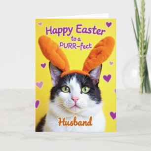 Carte de printemps chat aux oreilles floues