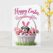 Carte de printemps Chiot adorable (Fleur jaune)
