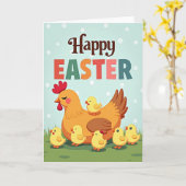 Carte de printemps de la poule mère (Fleur jaune)