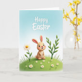 Carte de printemps de lapin Daisy (Fleur jaune)