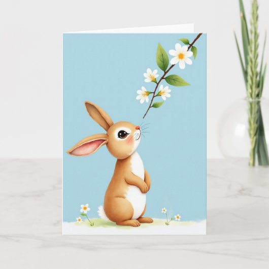 Carte de printemps de lapin en fleurs (Devant)